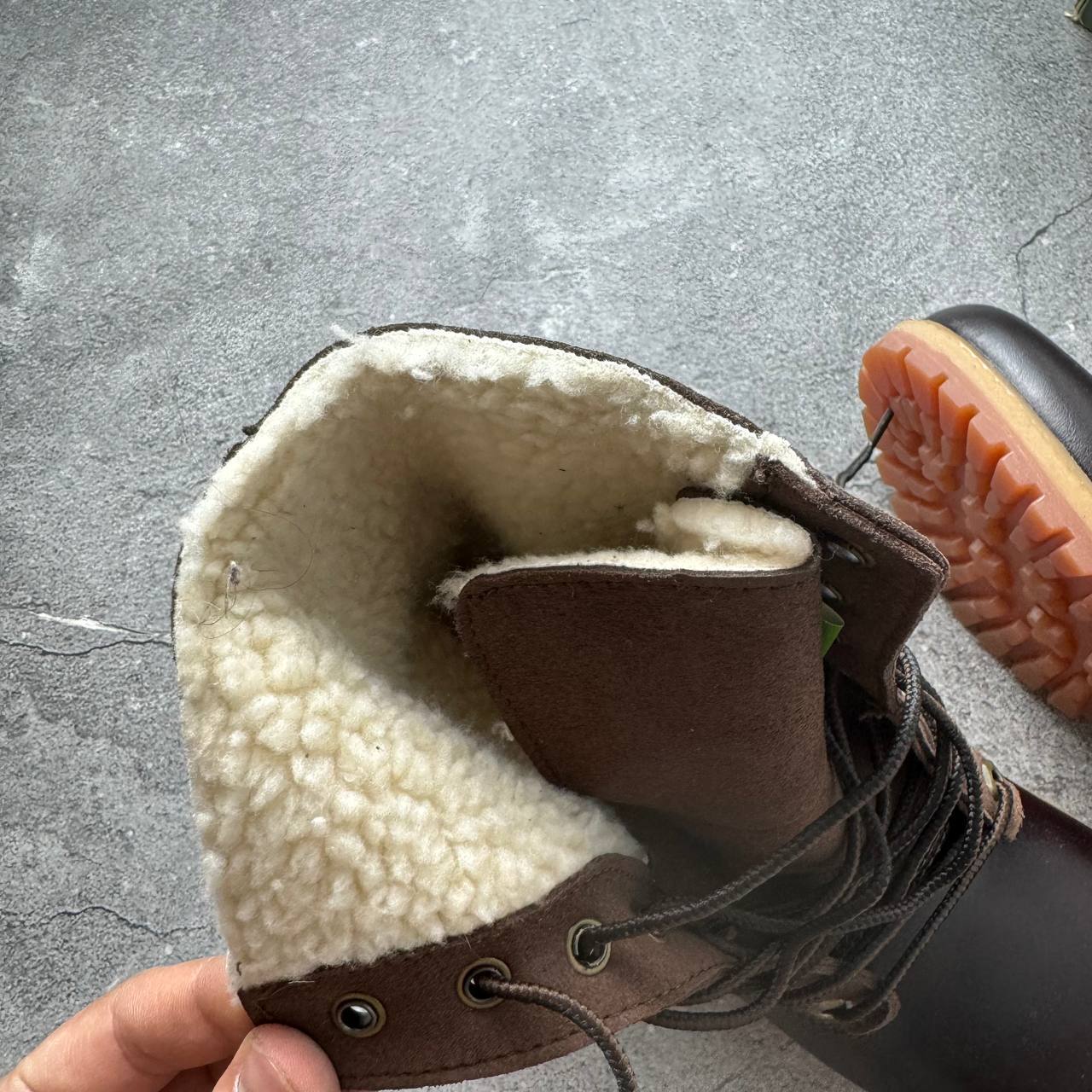 Ботинки Timberland Teddy Fleece Coffee Dark Brown с мехом