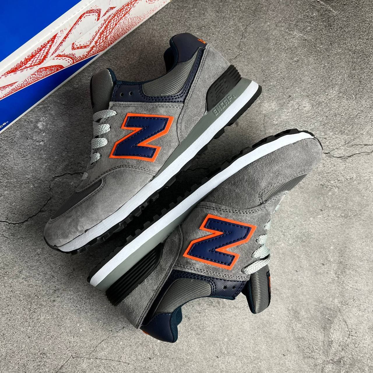 New Balance 574 Grey Navy Orange New Balance