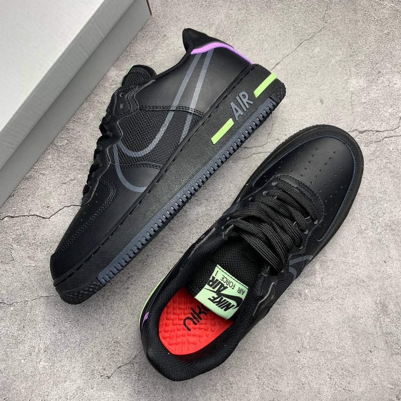 Nike Air Force 1 React Anthracite Violet Star Barely Volt