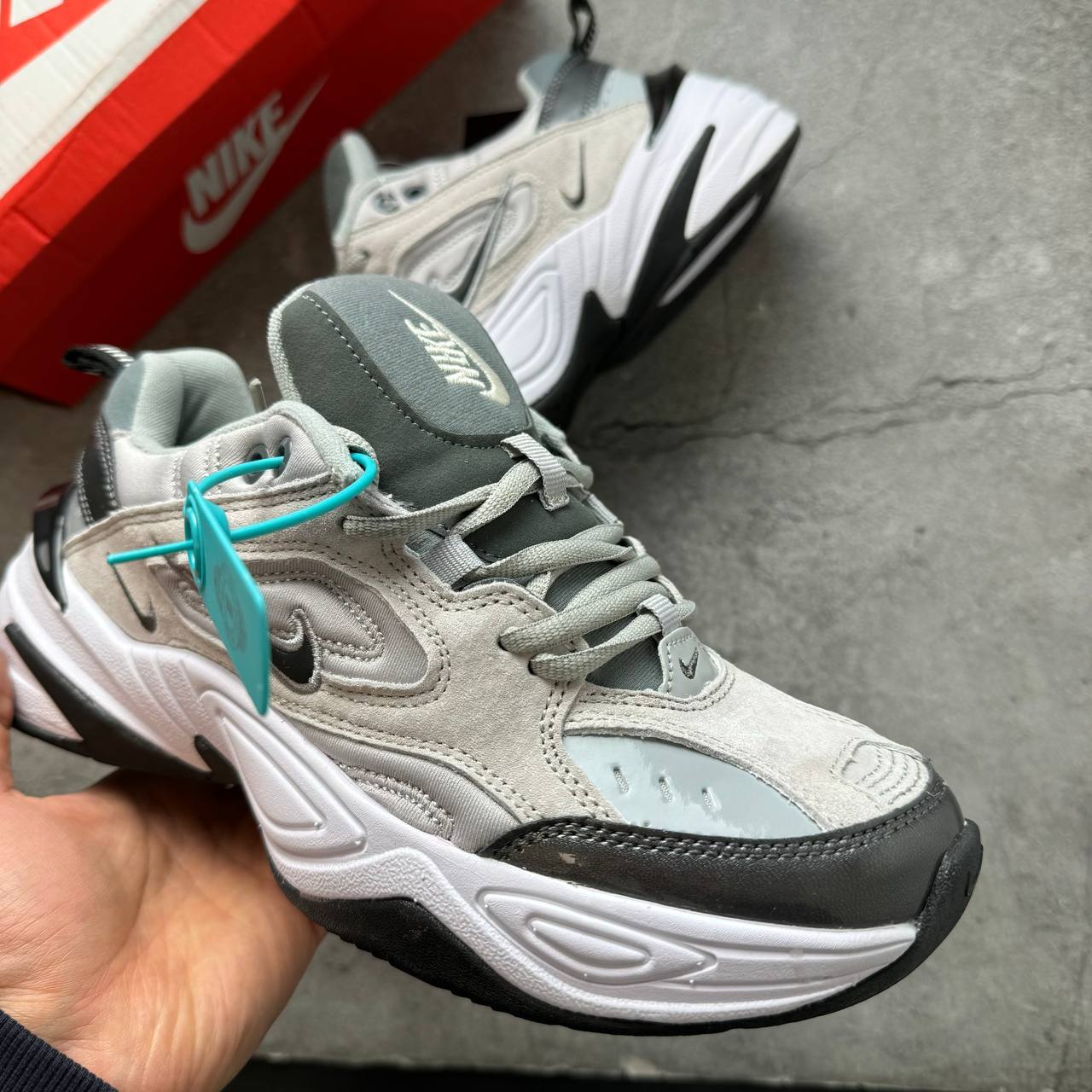 Кроссовки Nike M2K Tekno Atmosphere Grey Black White Кроссовки Nike M2K Tekno Atmosphere Grey Black White