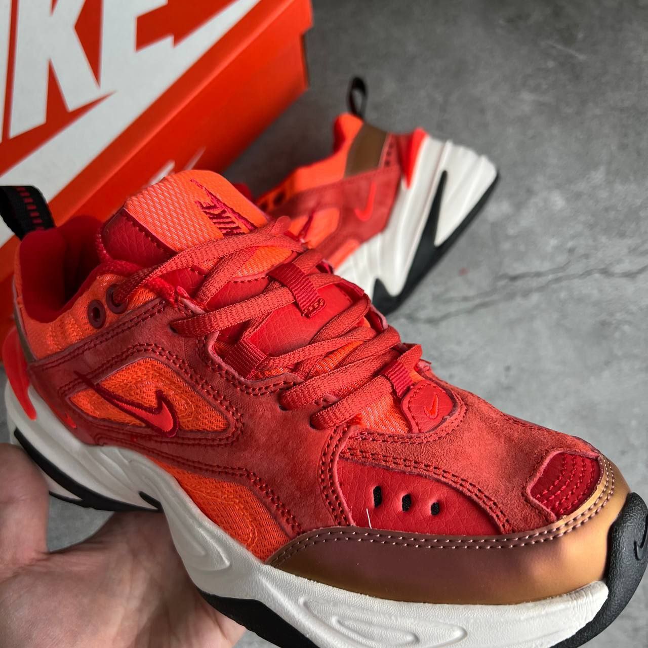 Nike M2K Tekno University Red Suede Bright Crimson