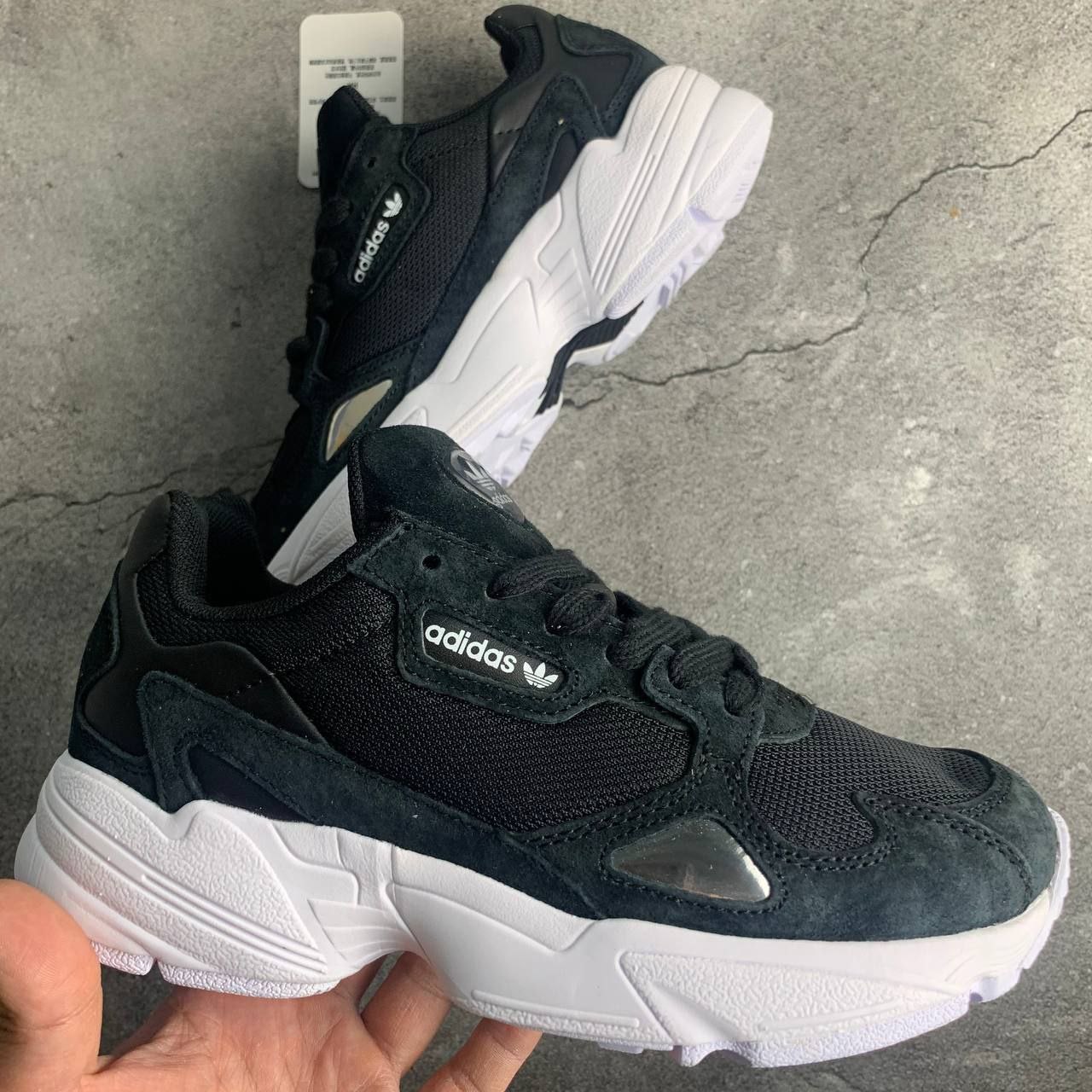 Adidas falcon shoes core black on sale