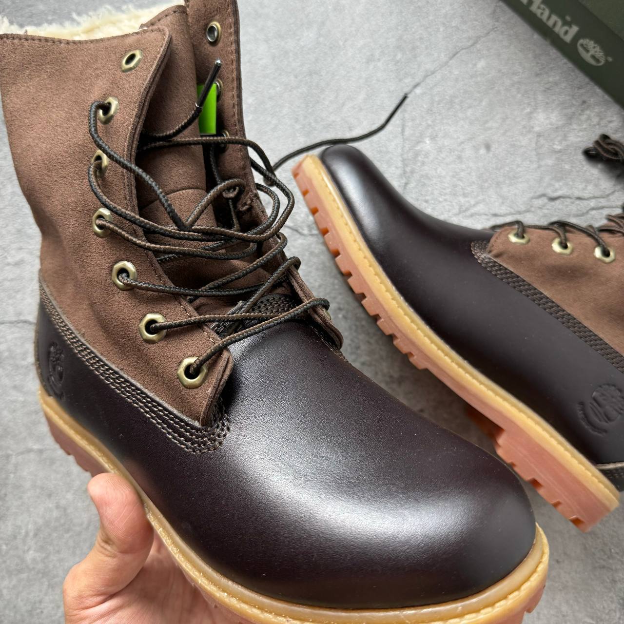 Ботинки Timberland Teddy Fleece Coffee Dark Brown с мехом