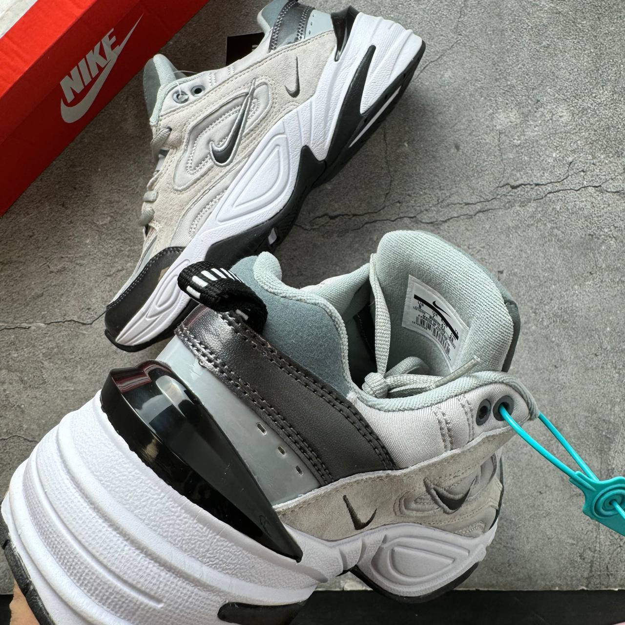 Кроссовки Nike M2K Tekno Atmosphere Grey Black White Кроссовки Nike M2K Tekno Atmosphere Grey Black White